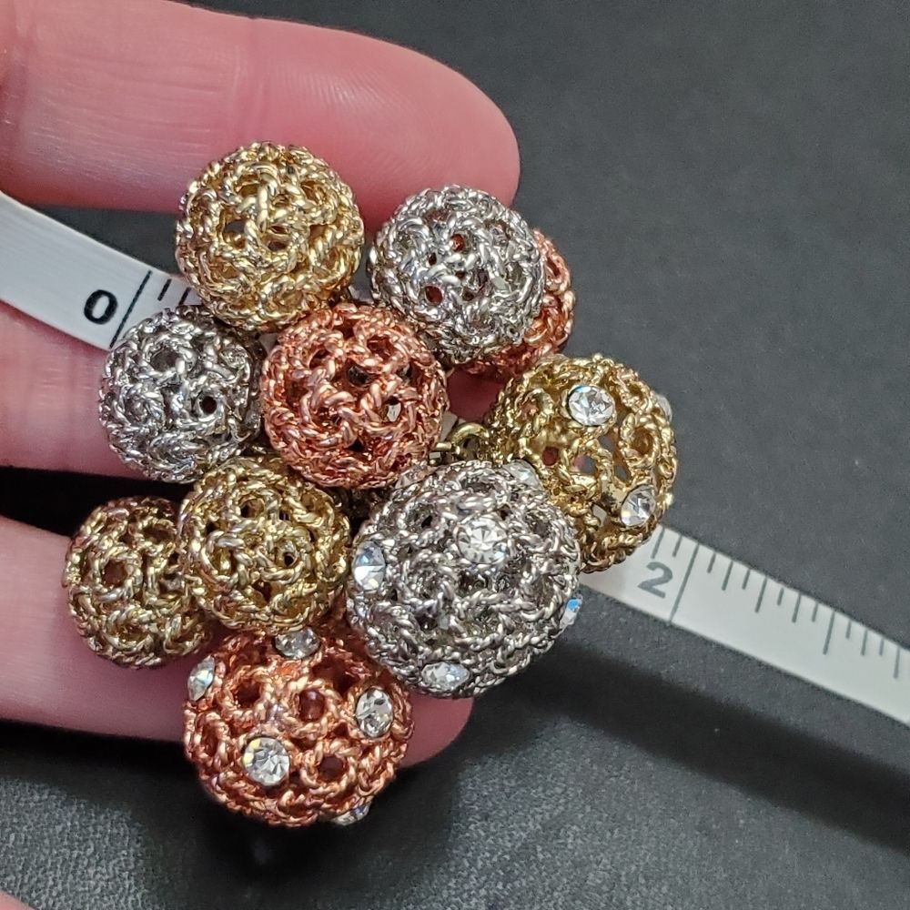 Multi tone mesh-like balls ring - Picture 7 of 8